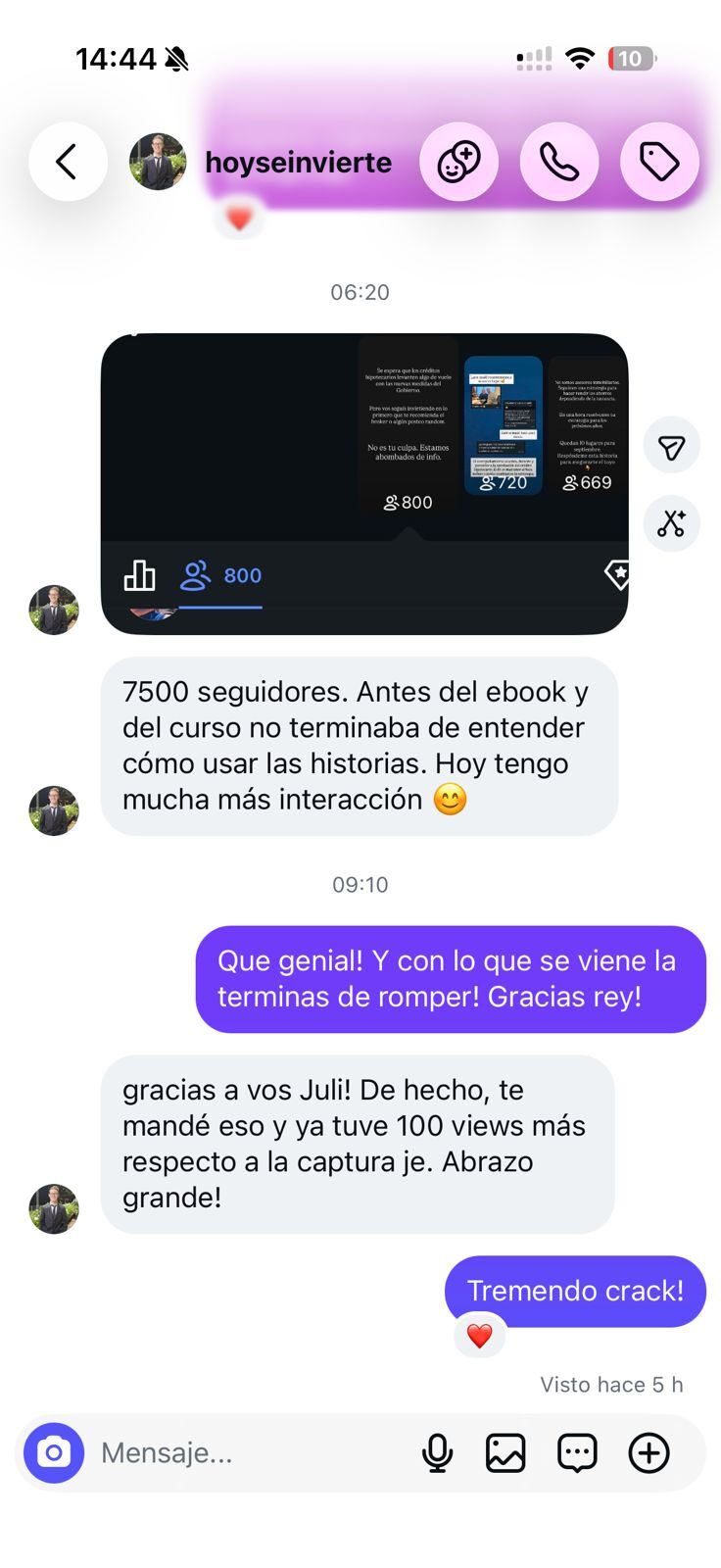 hoyseinvierte cuenta que tiene mucha más interacción
