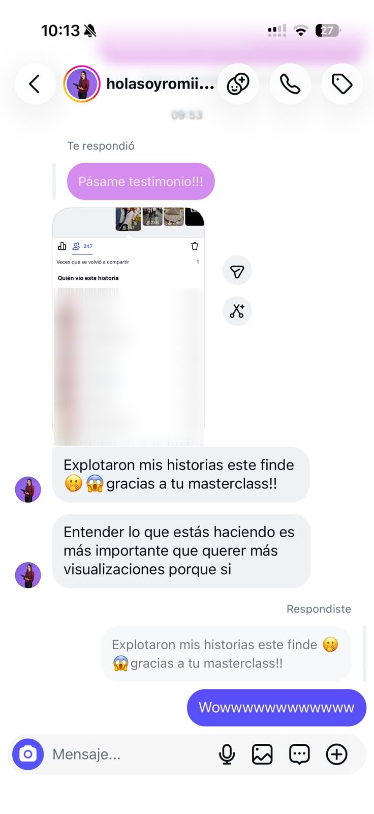 holasoyromii cuenta que explotaron sus historias